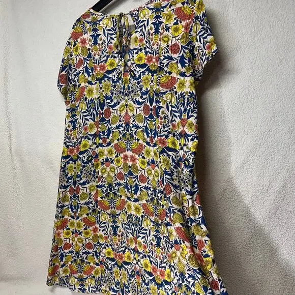 H&M Boho Floral Mini Dress Size 8 Flowy Viscose Shift Dress - Picture 2 of 8